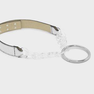 [NWOT] C&K White Belt with Ring and Clear Chain